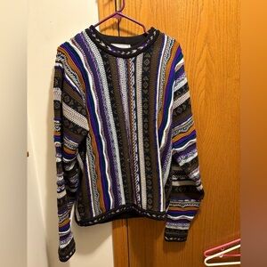 VTG Textured COOGI Style Sweater Adult XL Purple 3D Knit Cosby Biggie Rap